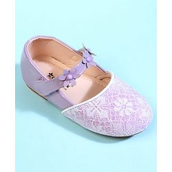 Cute Walk by Babyhug Ballerina With Velcro Closure & Floral Applique - Beige