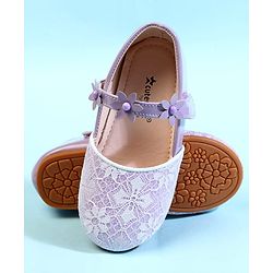 Cute Walk by Babyhug Ballerina With Velcro Closure & Floral Applique - Beige