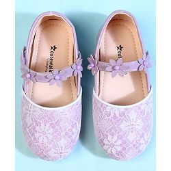 Cute Walk by Babyhug Ballerina With Velcro Closure & Floral Applique - Beige