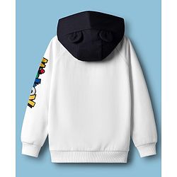 Babyhug Disney Terry Knit Drop Shoulder Full Sleeves Hooded Sweatshirt & Joggers Set with Mickey Mouse Graphic & 3D Applique - White & Black