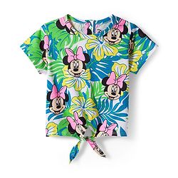 Babyhug Disney Single Jersey Knit Half Sleeves Top  & Denim Skirt Set with Minnie Mouse Graphic & Badge Detailing - Multicolor