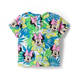 Babyhug Disney Single Jersey Knit Half Sleeves Top  & Denim Skirt Set with Minnie Mouse Graphic & Badge Detailing - Multicolor