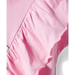 Babyhug Disney Single Jersey Knit Half Sleeves Top & Denim Skirt Set With Aristocrats Marie Graphics - Pink & Blue