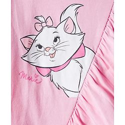 Babyhug Disney Single Jersey Knit Half Sleeves Top & Denim Skirt Set With Aristocrats Marie Graphics - Pink & Blue