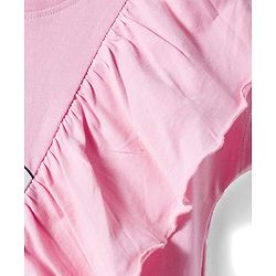 Babyhug Disney Single Jersey Knit Half Sleeves Top & Denim Skirt Set With Aristocrats Marie Graphics - Pink & Blue