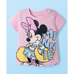 Babyhug Disney Single Jersey Knit Half Sleeves T-Shirts & Shorts Set with Minnie Mouse Graphic - Multicolor