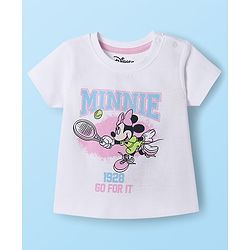 Babyhug Disney Single Jersey Knit Half Sleeves T-Shirts & Shorts Set with Minnie Mouse Graphic - Multicolor