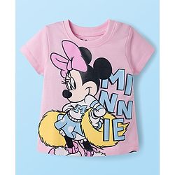 Babyhug Disney Single Jersey Knit Half Sleeves T-Shirts & Shorts Set with Minnie Mouse Graphic - Multicolor