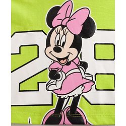 Babyhug Disney Single Jersey Knit Half Sleeves Dress with Minnie Mouse Graphic & Badge Detailing - Multicolor