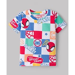 Babyhug Marvel 100% Cotton Knit Half Sleeves T-Shirt With Spider Man Graphic Pack of 3 - Multicolour