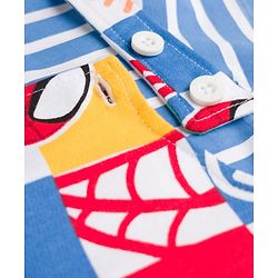 Babyhug Marvel Single Jersey Knit Half Sleeves Striped T-Shirt & Dungaree with Spiderman Print - Multicolor
