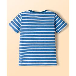 Babyhug Marvel Single Jersey Knit Half Sleeves Striped T-Shirt & Dungaree with Spiderman Print - Multicolor