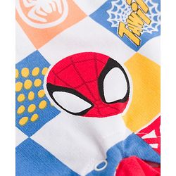 Babyhug Marvel Single Jersey Knit Half Sleeves Striped T-Shirt & Dungaree with Spiderman Print - Multicolor