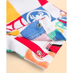 Babyhug Marvel Single Jersey Knit Half Sleeves Striped T-Shirt & Dungaree with Spiderman Print - Multicolor
