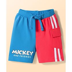 Babyhug Disney Single Jersey Knit Half Raglan Sleeves Cut & Sew T-Shirt & Shorts Set with Mickey Mouse & Family Front & Back Print - Multicolor