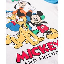 Babyhug Disney Single Jersey Knit Half Raglan Sleeves Cut & Sew T-Shirt & Shorts Set with Mickey Mouse & Family Front & Back Print - Multicolor