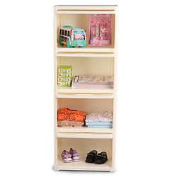 Babyhug 4 Layer Sun & Cloud Theme High Density Plastic Storage Cabinet for Kids - White| Multipurpose Organizer for Toys, Books & Clothes| Easy to Install| Easy Open Shelves| Nursery Organizer