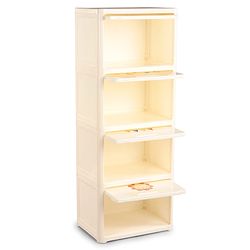 Babyhug 4 Layer Sun & Cloud Theme High Density Plastic Storage Cabinet for Kids - White| Multipurpose Organizer for Toys, Books & Clothes| Easy to Install| Easy Open Shelves| Nursery Organizer