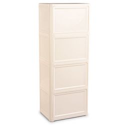 Babyhug 4 Layer Sun & Cloud Theme High Density Plastic Storage Cabinet for Kids - White| Multipurpose Organizer for Toys, Books & Clothes| Easy to Install| Easy Open Shelves| Nursery Organizer