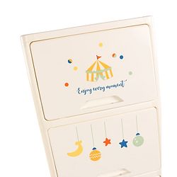 Babyhug 4 Layer Sun & Cloud Theme High Density Plastic Storage Cabinet for Kids - White| Multipurpose Organizer for Toys, Books & Clothes| Easy to Install| Easy Open Shelves| Nursery Organizer