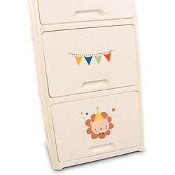 Babyhug 4 Layer Sun & Cloud Theme High Density Plastic Storage Cabinet for Kids - White| Multipurpose Organizer for Toys, Books & Clothes| Easy to Install| Easy Open Shelves| Nursery Organizer