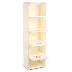 Babyhug 4 Layer Sun & Cloud Theme High Density Plastic Storage Cabinet for Kids - White| Multipurpose Organizer for Toys, Books & Clothes| Easy to Install| Easy Open Shelves| Nursery Organizer