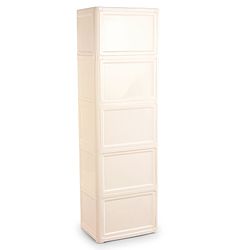 Babyhug 4 Layer Sun & Cloud Theme High Density Plastic Storage Cabinet for Kids - White| Multipurpose Organizer for Toys, Books & Clothes| Easy to Install| Easy Open Shelves| Nursery Organizer
