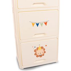 Babyhug 4 Layer Sun & Cloud Theme High Density Plastic Storage Cabinet for Kids - White| Multipurpose Organizer for Toys, Books & Clothes| Easy to Install| Easy Open Shelves| Nursery Organizer