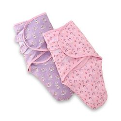 Babyhug 100% Interlock Cotton Baby Swaddle Wrapper Pack of 2 - Rabbit & Rainbow Print|Soft Breathable Fabric| Newborn Swaddling Wrap| Secure Velcro Closure| New Born Essential| Prevents Startle Effect