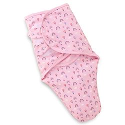 Babyhug 100% Interlock Cotton Baby Swaddle Wrapper Pack of 2 - Rabbit & Rainbow Print|Soft Breathable Fabric| Newborn Swaddling Wrap| Secure Velcro Closure| New Born Essential| Prevents Startle Effect