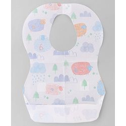 Babyhug Triple Layer Disposable Feeding Bibs Pack of 30| Waterproof| Crumb Catcher Pocket| Travel Friendly| Hygienic & Easy to Wear| Single Use Bibs for 6+ Months Babies