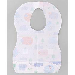 Babyhug Triple Layer Disposable Feeding Bibs Pack of 30| Waterproof| Crumb Catcher Pocket| Travel Friendly| Hygienic & Easy to Wear| Single Use Bibs for 6+ Months Babies