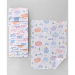 Babyhug Triple Layer Disposable Feeding Bibs Pack of 30| Waterproof| Crumb Catcher Pocket| Travel Friendly| Hygienic & Easy to Wear| Single Use Bibs for 6+ Months Babies