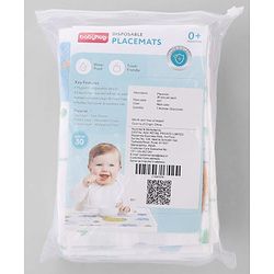 Babyhug Triple Layer Disposable Feeding Bibs Pack of 30| Waterproof| Crumb Catcher Pocket| Travel Friendly| Hygienic & Easy to Wear| Single Use Bibs for 6+ Months Babies