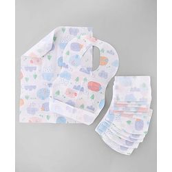 Babyhug Triple Layer Disposable Feeding Bibs Pack of 30| Waterproof| Crumb Catcher Pocket| Travel Friendly| Hygienic & Easy to Wear| Single Use Bibs for 6+ Months Babies