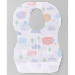 Babyhug Triple Layer Disposable Feeding Bibs Pack of 30| Waterproof| Crumb Catcher Pocket| Travel Friendly| Hygienic & Easy to Wear| Single Use Bibs for 6+ Months Babies