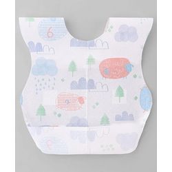 Babyhug Triple Layer Disposable Feeding Bibs Pack of 30| Waterproof| Crumb Catcher Pocket| Travel Friendly| Hygienic & Easy to Wear| Single Use Bibs for 6+ Months Babies