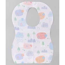Babyhug Triple Layer Disposable Feeding Bibs Pack of 30| Waterproof| Crumb Catcher Pocket| Travel Friendly| Hygienic & Easy to Wear| Single Use Bibs for 6+ Months Babies