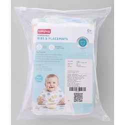 Babyhug Triple Layer Disposable Feeding Bibs Pack of 30| Waterproof| Crumb Catcher Pocket| Travel Friendly| Hygienic & Easy to Wear| Single Use Bibs for 6+ Months Babies