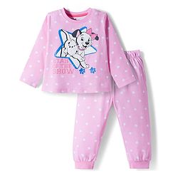 Babyhug Disney Single Jersey Knit Full Sleeves Night Suit With 101 Dalmatians Graphics - Pink