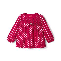 Babyhug Cotton Knit Full Sleeves Co-ords Night Suit with Polka Dot Print - Maroon