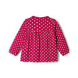 Babyhug Cotton Knit Full Sleeves Co-ords Night Suit with Polka Dot Print - Maroon