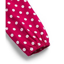 Babyhug Cotton Knit Full Sleeves Co-ords Night Suit with Polka Dot Print - Maroon