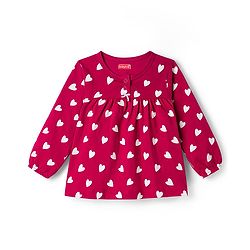 Babyhug Cotton Knit Full Sleeves Co-ord Night Suit With Heart Print - Maroon
