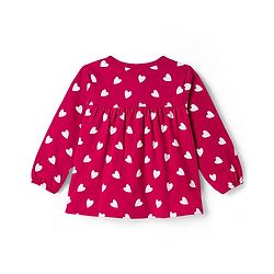 Babyhug Cotton Knit Full Sleeves Co-ord Night Suit With Heart Print - Maroon