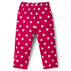 Babyhug Cotton Knit Full Sleeves Co-ord Night Suit With Heart Print - Maroon