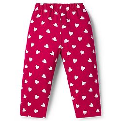 Babyhug Cotton Knit Full Sleeves Co-ord Night Suit With Heart Print - Maroon