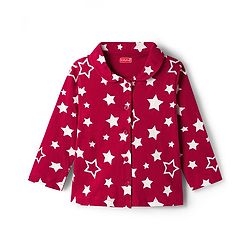 Babyhug Cotton Knit Full Sleeves Co-ords Night Suit with Star Print - Maroon