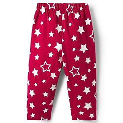 Babyhug Cotton Knit Full Sleeves Co-ords Night Suit with Star Print - Maroon