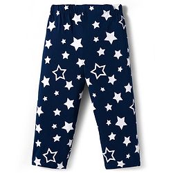 Babyhug Cotton Knit Full Sleeves Front Open Co-ords Night Suit with Star Print - Navy Blue